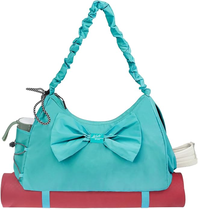 WOLT Gym Bag For Women, Yoga Mat Bag with Shoes Compartment, Wet Pocket and Water Bottle Pocket