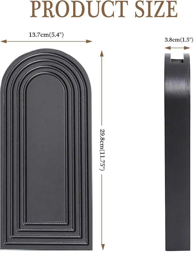Set of 2 Wooden Wall Vases with Dried Pampas Grass & Eucalyptus, Boho Farmhouse Decor for Living Room, Entryway, Bathroom, Rustic Home Art(Black)