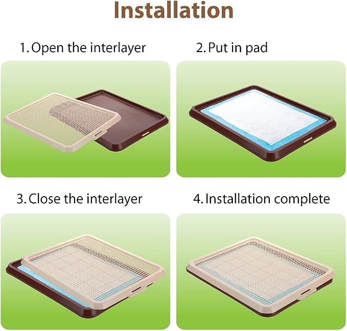 BANU Puppy Pee Pad Holder Indoor Outdoor Dog Potty Toilet Training Tray 20" x 16" for Small and Medium Dogs (Ivory) | Dog Pee Pad Tray, Puppy Training Pad Tray, Indoor Outdoor, Small dogs Medium Dogs Puppy Training Pad Holder