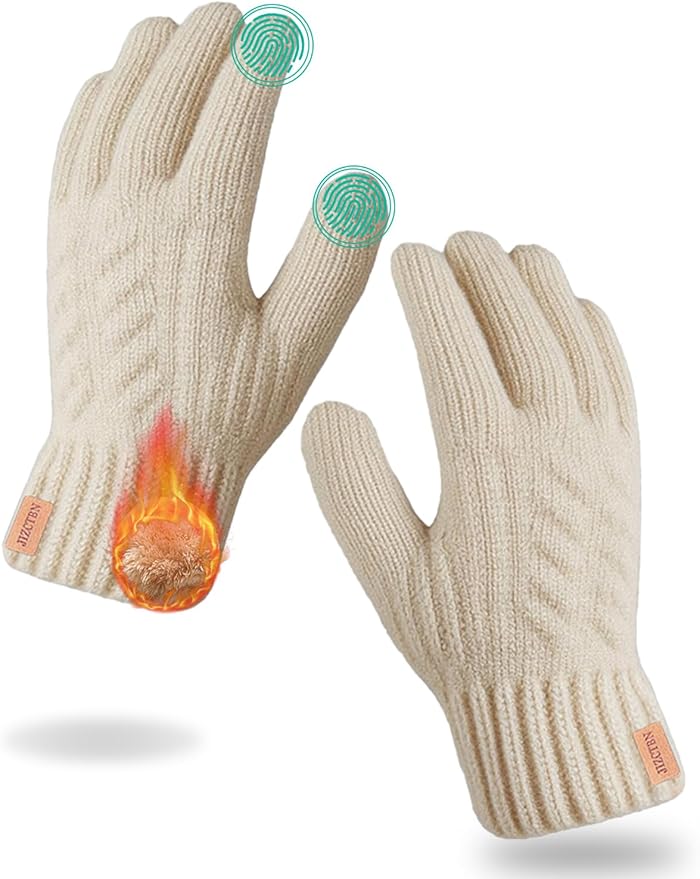 JIZCTBN Winter Thermal Gloves for Men Women - Upgraded Touch Screen Warm Fleece Lining Gloves for Running, Cold Weather