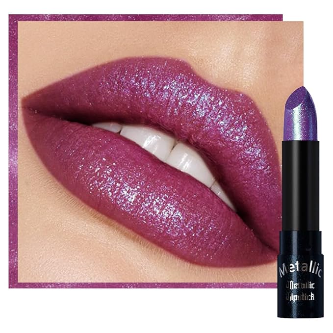 Kaely Glitter Metallic Lipstick, Shimmer Metallic Lipsticks for Women, High Pigmented Lip Gloss Long Lasting Waterproof Smudge Proof 24 Hour, Halloween Makeup, Vegan & Cruelty-Free, 10
