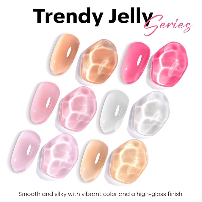 modelones Pink Gel Nail Polish Jelly Pink Rose Gel Nail Polish Translucent Polish Summer Vibrant Soak Off LED Nail Art DIY Nail Manicure 15ML