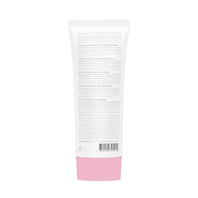 FOREO LUNA Micro-Foam Face Cleanser 2.0 - Exfoliating Face Wash - Pore Minimizer - All Skin Types Facial Cleanser - Travel Size - Vegan - Facial Skin Care Products with Vitamin E - 3.3oz