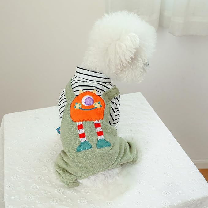 Dog Stylish Overalls Comfortable Puppy One Piece Outfits Summer Bib Overalls for Small Dogs Cute Pet Jumpsuit Onesie Chihuahua Yorkies Birthday Holiday Clothes Costume