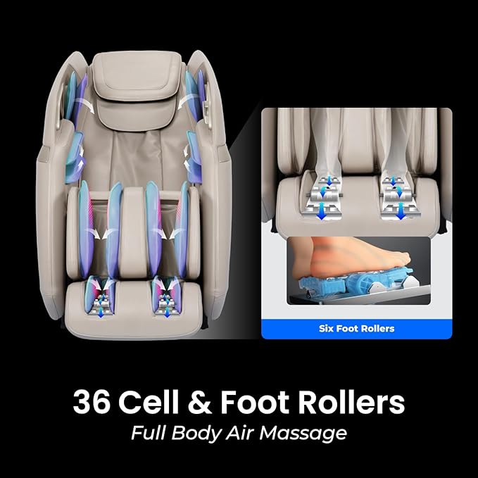 AmaMedic 3D Astoria | Full Body Massage Chair l Intelligent Voice Control | Touchscreen Controller | Heating Therapy l Zero Gravity Reclining l Bluetooth Speakers (Brown)