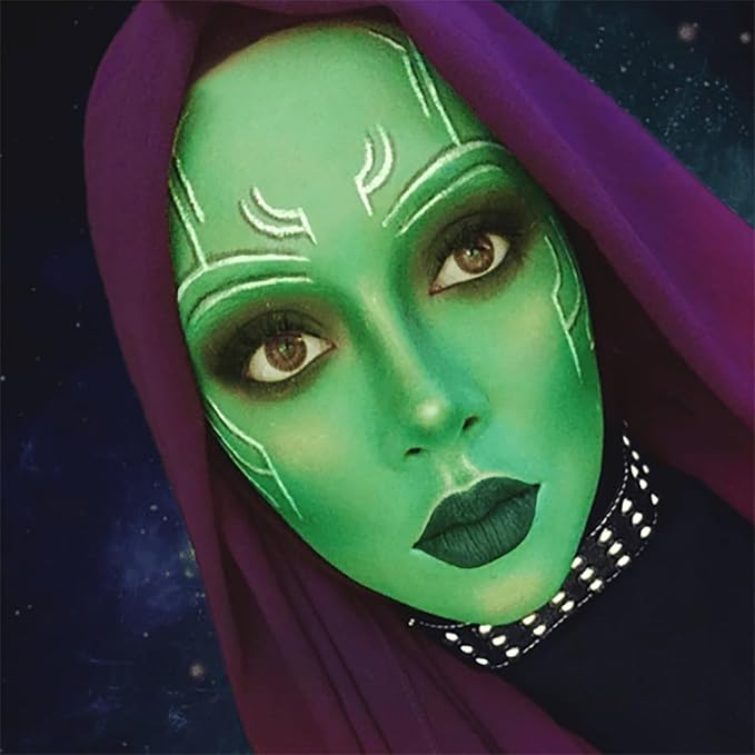 Mysense Amazon Green Face Body Paint,Halloween Elphaba Witch Gamora Costume Makeup,St Patricks Day Outfit Accessories,Water Based Washable Cream Body Paint for Adults and Children,0.6oz