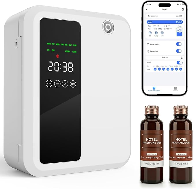 Waterless Essential Oil Diffuser with 500 mL Capacity, Scent Air Machine for Hotel/Office/Home, Up to 3500 sq.ft, App Control Scent Diffuser (White)