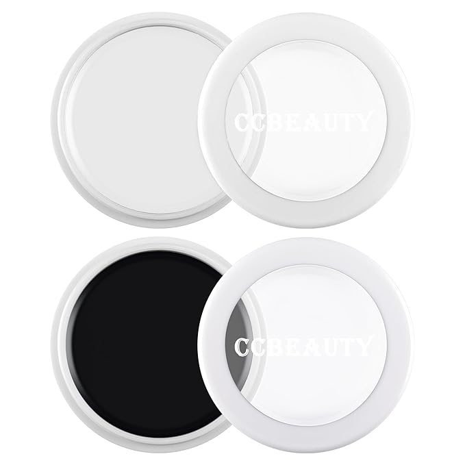CCbeauty Black White Face Paint, Clown White Face Painting Kit, Flawless & Full Coverage Finish, Professional Body Paint For Halloween Cosplay Party, Skeleton, Joker, Mime, Vampire, Goth Makeup
