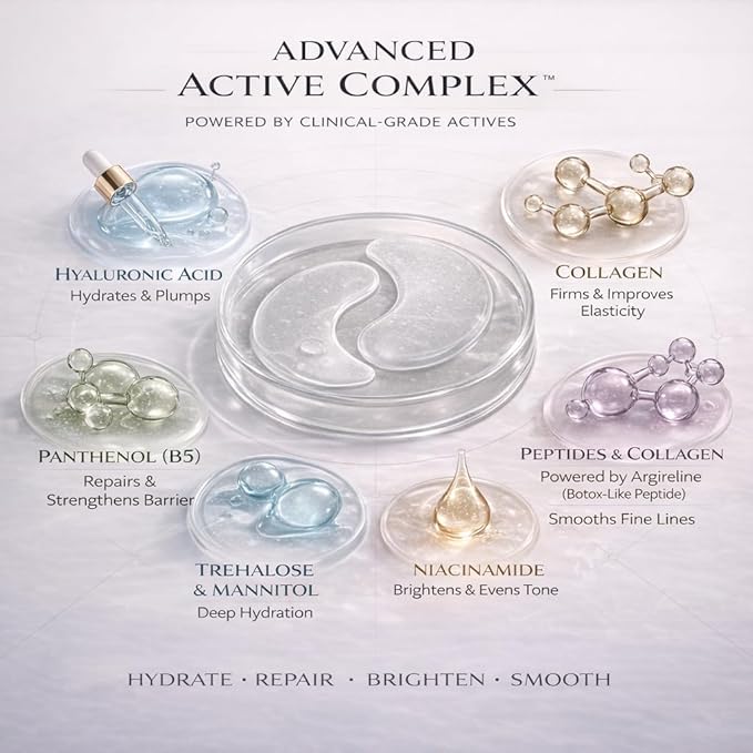 AVER Serum-Infused Under Eye Patches for Fine Lines, Wrinkles, Puffiness & Dark Circles | Peptide, Collagen, Hyaluronic Acid, Panthenol & Niacinamide | Hydrates, Brightens & Firms | 3 Pairs