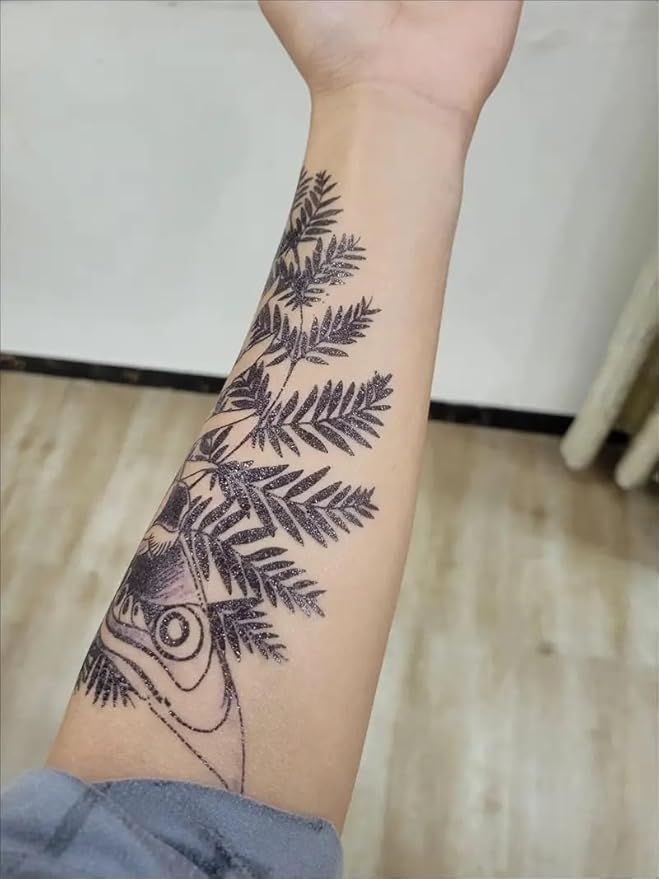 Ellie Temporary Tattoos for Women, Body Art Decals, Waterproof Decorative Transfer Stickers (Leaf)