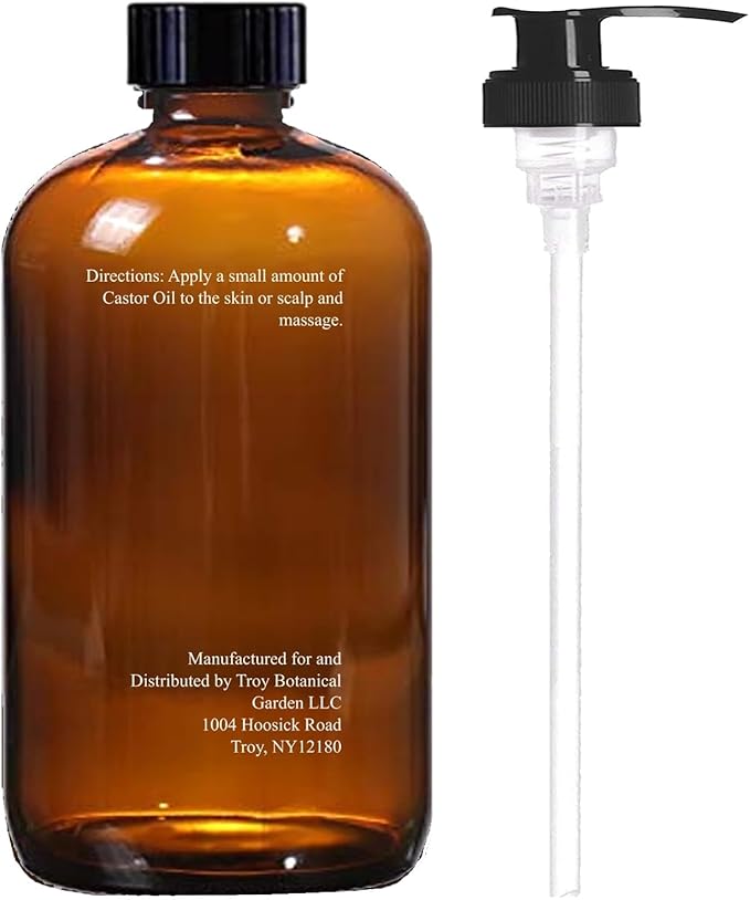 Essentially KateS Castor Oil 16 Fl Oz (Glass Bottle) - Olive + Peppermint - A Huge Glass Bottle with a Pump - 100% Pure and Natural, Cold Pressed, and Hexane-Free - Hair, Body