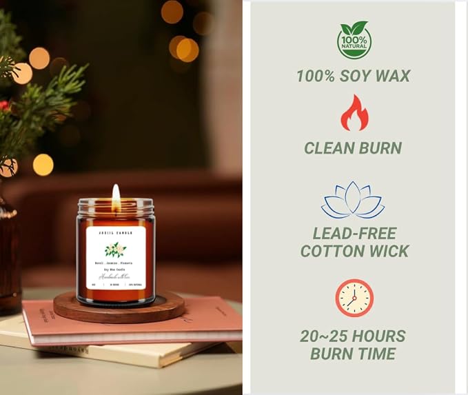 4 Pack Candles for Home Scented Aromatherapy Candle Gift Set for Women Soy Wax Long Lasting Amber Jar Candles Gift for Birthday Mother's Thanksgiving Day Present and Christmas Handmade in USA