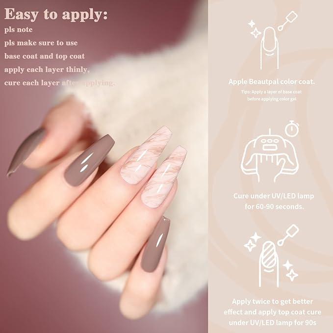 Beautpal Nude Grey Gel Nail Polish Set 10PCS All Seasons Skin Tones Gel Polish Set Neutral Gel Polish Colors Soak Off UV/LED Lamp Needed Salon DIY Manicure Gift Box for Women Girls 7ml