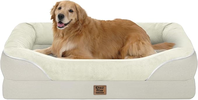 Waterproof Orthopedic XL Dog Bed for Large and Extra Large Dogs | Egg Crate Foam, 4-Sided Bolster Support, Waterproof Liner, Non-Slip Bottom, Machine Washable Cover, 42 x 30 Inch