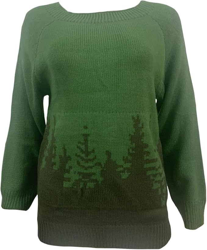 Zhyaj Fair Isle Sweater for Womens Winter Long Sleeve Vintage Knitted Sweater Casual Fall Crew Neck Pullover Sweaters