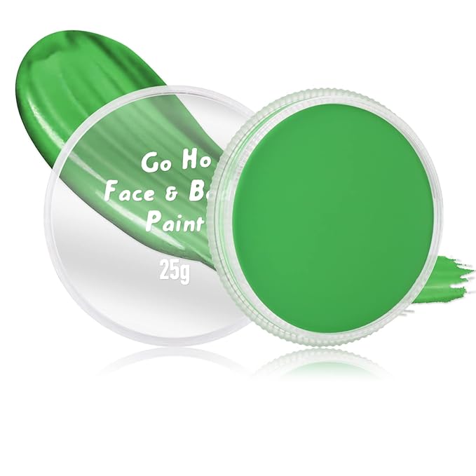 Go Ho Amazon Green Face Paint Washable for Halloween Makeup,Creamy to Gel Water Based Green Body Paint Full Coverage for Adults Children Cosplay SFX Costumes Festivals Makeup,25g