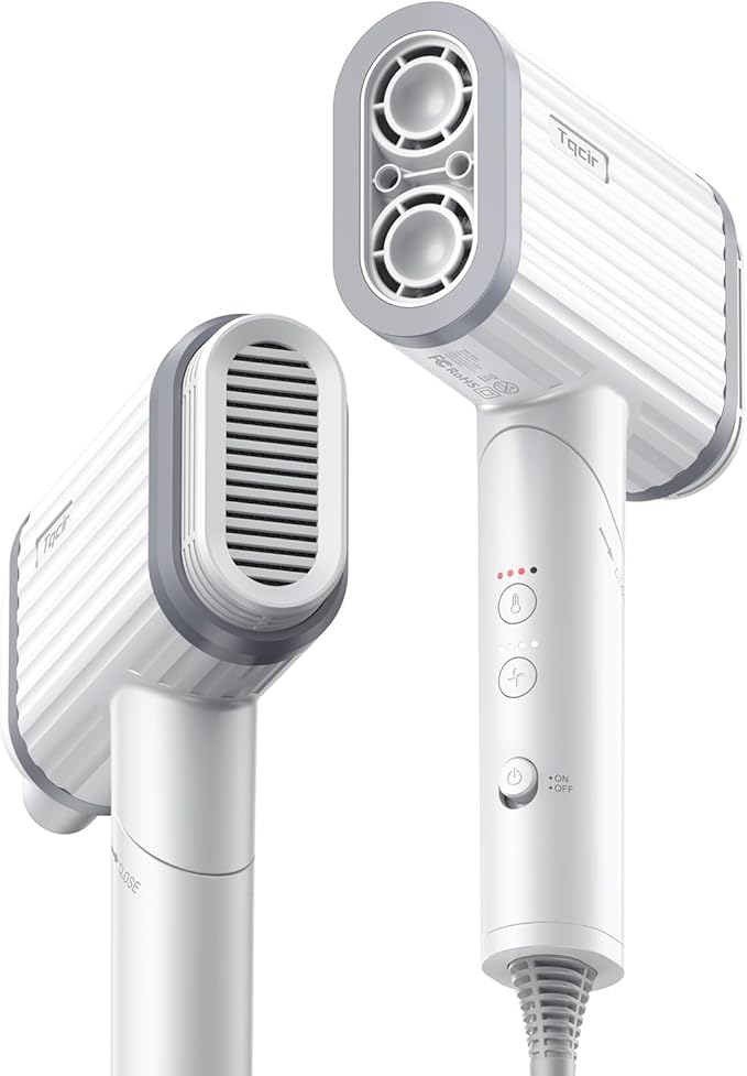 Tqcir Hair Dryer, 220,000 RPM Dual High-Speed Brushless Motors Blow Dryer for 6X Fast Drying, 500 Million Negative Ionic Hair Dryers for Long Thick Hair, Low-Noise 4 Temps /4 Speeds