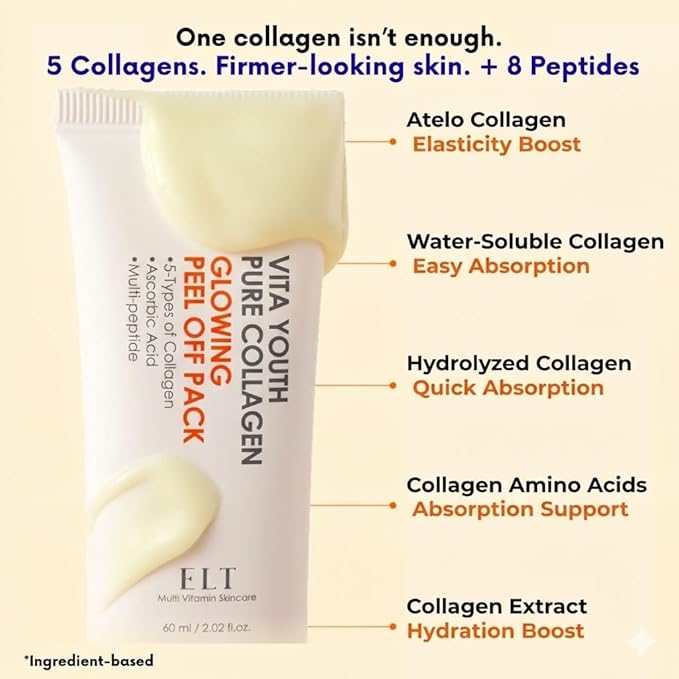 ELT Pure Collagen Peel-Off Wrapping Facial Mask Pack with Pack Brush (2 count (Pack of 2))