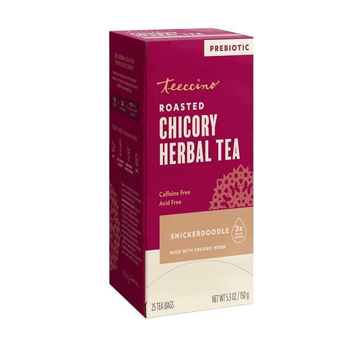 Teeccino Snickerdoodle Herbal Tea - Dessert Beverage That’s Prebiotic, Caffeine-Free & Acid Free, 25 Tea Bags