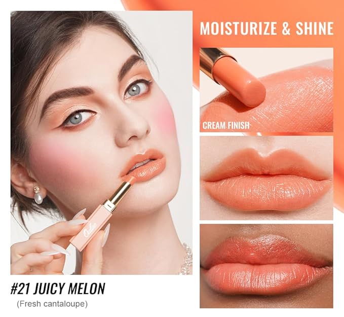 Oulac Glossy Pink Lipstick Set, Moisturizing Lip Stick Glossy Solid Shine Lip Gloss, Sheer Shine Juicy Finish, Lightweight and Hydrating Formula for Dry Lip Care, Vegan G17+18+21