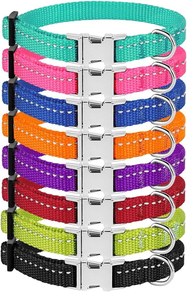 Reflective Dog Collar, Quick-Release Buckle (Red, 7-11 Inch)