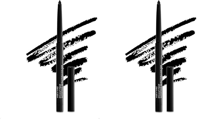 wet n wild Mega Last Breakup Proof Retractable Eyeliner - Ultra-Fine Brush, Waterproof,16-Hour Long-Lasting Wear - Cruelty-Free & Vegan - Black (Pack of 2)