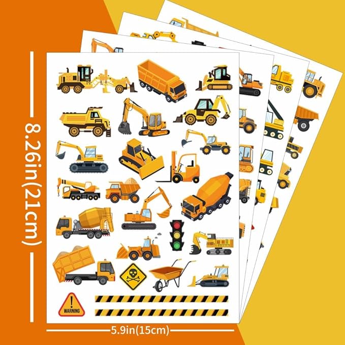 4 Sheets Cars Temporary Tattoos Colorful Trucks Vehicles Fake Tattoos Styles Mixed Cartoon Car Tattoos Cute Cranes Construction Trucks Stickers for Kids Boys Girls Body Art Makeup