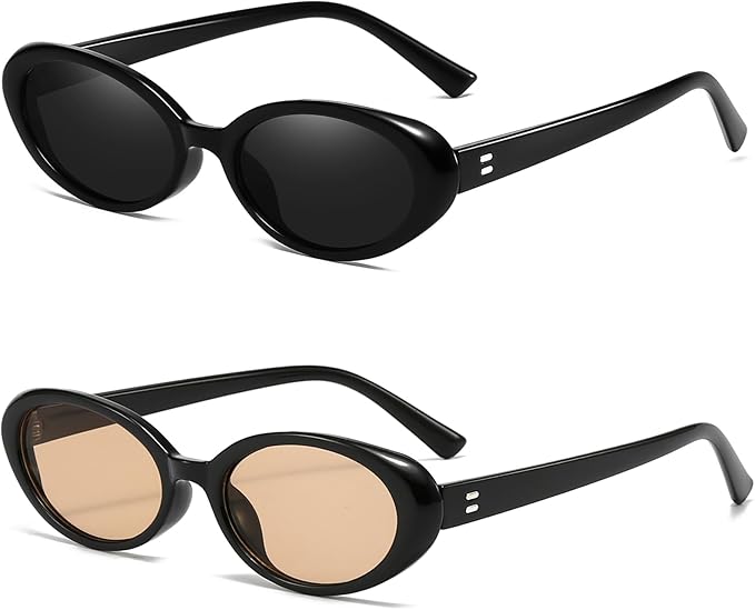 Breaksun Retro Oval Sunglasses for Women Men Fashion Small Oval Sunglasses 90s Vintage Shades