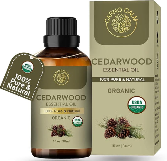 Cedarwood Essential Oil | USDA Certified Organic Cedarwood Oil | for Hair and Skin | Woody and Earthy Aroma for Diffuser | DIY Uses | 30ml