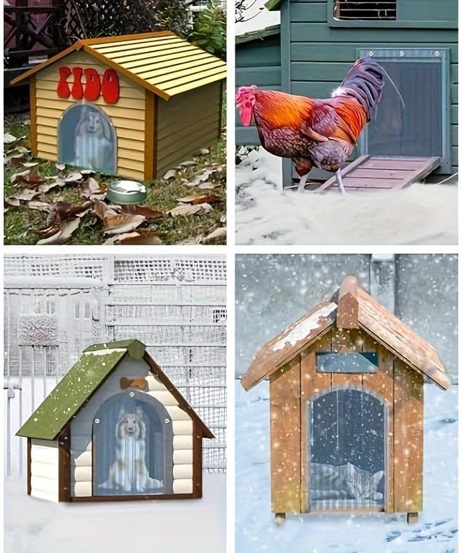 Dog Door Replacement Flaps, Safe Plastic Vinyl Strip for DIY Doghouse or Cat Door, Transparent Dog House Door Flap, Easy to Cut & Install, 7 in x 59 in
