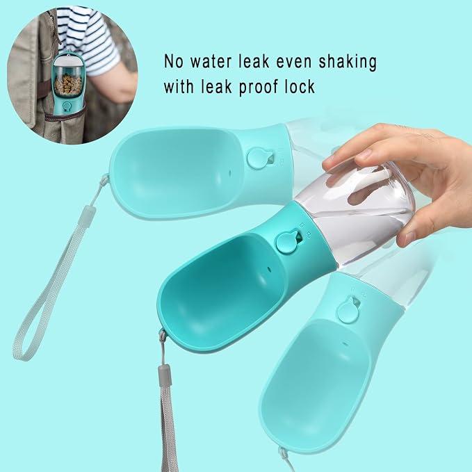 Cibaabo Dog Water Bottle Portable with Food Container & Filter for Travel | Feeding & Hydration | Travel Water Bowl | Portable Pet Dispenser | Dog Gifts | Puppy Essentials | for Hiking Camping Beach