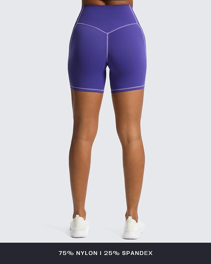 Aoxjox Lexi Lined Workout Biker Shorts for Women Tummy Control High Waisted Exercise Athletic Gym Running Yoga Short 6"