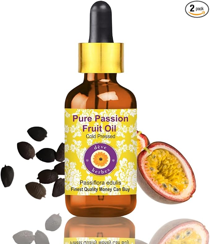 Deve Herbes Pure Passion Fruit Oil (Passiflora edulis) with Glass Dropper Cold Pressed 5ml (0.16 oz)