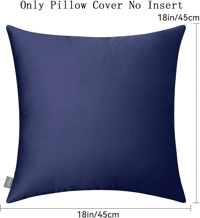Thmyo 4-Pack 100% Cotton Comfortable Solid Decorative Throw Pillow Case Square Cushion Cover Pillowcase Sublimation Blank Pillow Covers Halloween DIY Throw Pillowcase(18x18inch/45x45cm,Dark Blue)