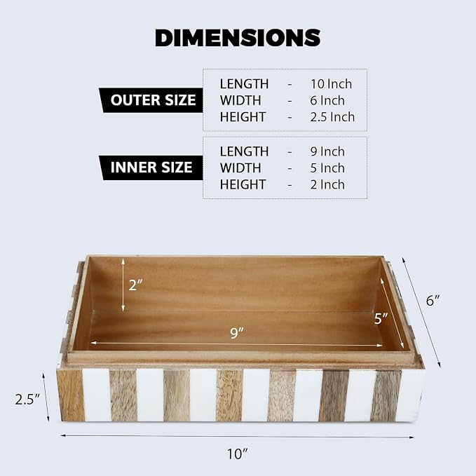Handicrafts Home Decorative Storage Box with Lid Wooden Storage Organizer Box Multi Purpose Storage Box for Coffee Table Desk Shelf – Resin Inlay Marquet Chevron Collection - 10x6x2.5