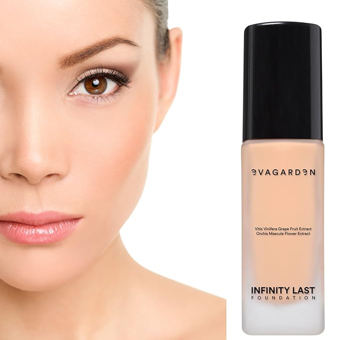 EVAGARDEN Infinity Last Foundation- Soft and Creamy, Liquid Texture Results in Natural Finish - Easily Blendable - Satin Look - 264 Warm Beige - 1.01 oz
