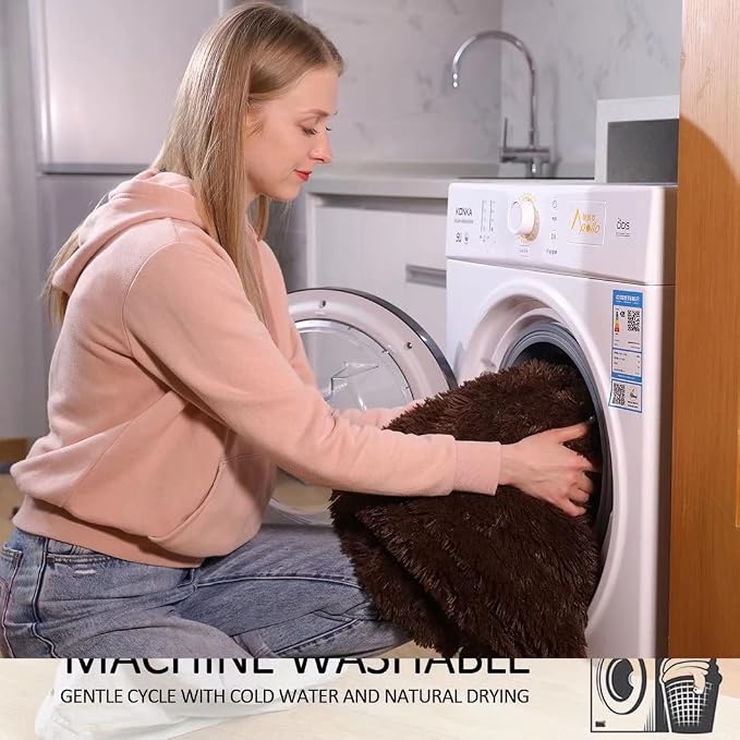 YUSOKI Long Faux Fur King Size Blanket, Brown, 90" x 104" | Ultra Soft, Lightweight for All Season Use, stays fluffy after repeated washes, Perfect Gifts, Machine Washable