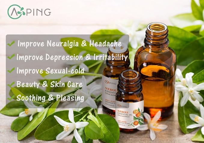 Sandalwood & Neroli Essential Oils - 100% Pure Organic Natural Plant Oils for Diffuser, Aroma, Spa, Massage, Yoga, Perfume, 2x10ML