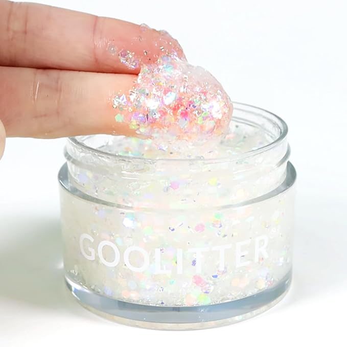 Face, Body & Hair Holographic Clear White Glitter Gel [Snowy Rainbow] 2oz (60mL) | Chunky | K-Beauty | Halloween, Festival, EDM, Rave, Party, Concert, Costume Makeup| Vegan, Cruelty Free