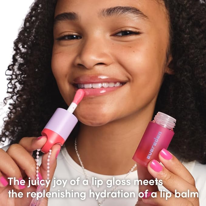 Evereden Kids Tinted Non Toxic Lip Gloss: Sakura - Non Toxic - Vegan Clean Makeup for Kids - Soothing & Hydrating Kid Lip Gloss with Cherry, Peach, & Cranberry Oils - Girls Makeup