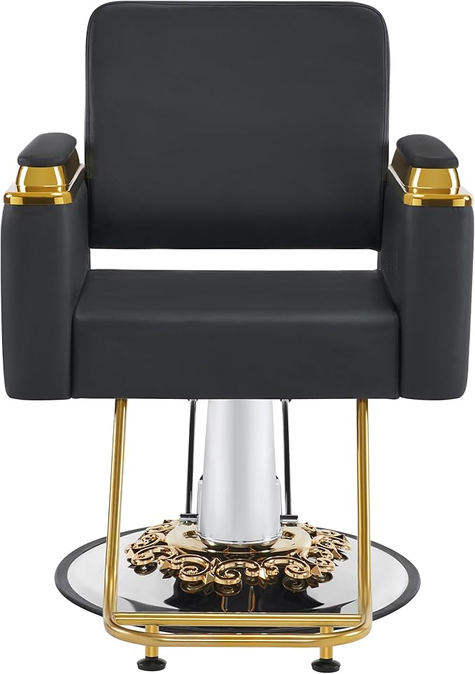 BarberPub Luxurious Salon Chair, Height Adjustable Black Salon Beauty Spa Styling Equipment, 440lbs Hydraulic Pump for Hair Stylist, Barber Shops&Beauty Salons 8633 (Black)