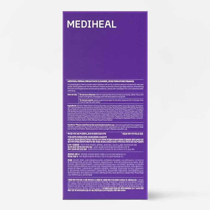 Mediheal Derma Cream Pack Cleanser [Rose PDRN] - 1 Minute Mask to Foam Cleanser - Deep Cleansing Effect - Deep Pore Purifying & Smooth Texture Care - Hydrating & Non-Irritating Formula (4.06 fl. oz.)