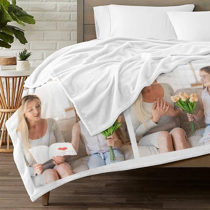inkArts Custom Blankets with Photo, Personalized Mom Blankets, Customized Photo Blanket, Custom Picture Blanket, Personalized Birthday Gifts for Mom Baby Kid Family
