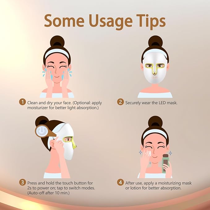 HSA FSA Red Light Therapy for Face Mask – LED Face Mask Light Therapy with Red Blue LED and Infrared Light, Anti-Aging, Blemish Repair Treatment