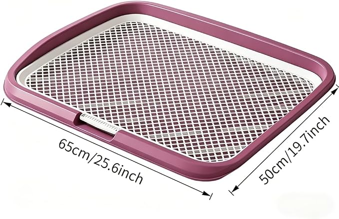 Dog Potty Tray with Guide Pillar, 25.6"x19.7" Large Indoor Pet Pee Pad Holder, Heavy Duty Dog Litter Box, Removable & Washable Puppy Training Toilet for Housebreaking Supplies (Pink)