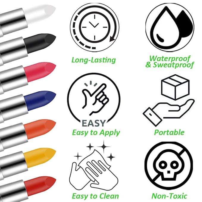 Mysense Black Face Body Paint Stick, Waterproof Eye Black for Baseball Softball Football Lacrosse, Lipstick Facepaint Stick for Halloween SFX Skull Zombie Vampire Skeleton Clown Makeup