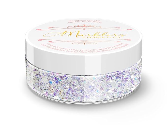 MARBLERS Holographic Face & Body Glitter [Crushed Mirror] 0.11oz (3g) | Chunky | Chopped | Flake | Non-Toxic | Vegan | Cruelty-Free | Festival, Rave & Party Makeup | Eye, Hair, Nail Polish, Eyeshadow