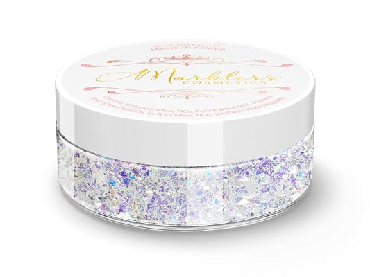 MARBLERS Holographic Face & Body Glitter [Crushed Mirror] 0.11oz (3g) | Chunky | Chopped | Flake | Non-Toxic | Vegan | Cruelty-Free | Festival, Rave & Party Makeup | Eye, Hair, Nail Polish, Eyeshadow