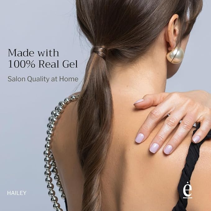 34 Piece Fully Cured Gel Nail Strips With No UV Light Needed, 14+ Days Gel Nail Polish Stickers, Salon Quality, Easy to Apply & Remove – Toxin Free, No Damage (Hailey)