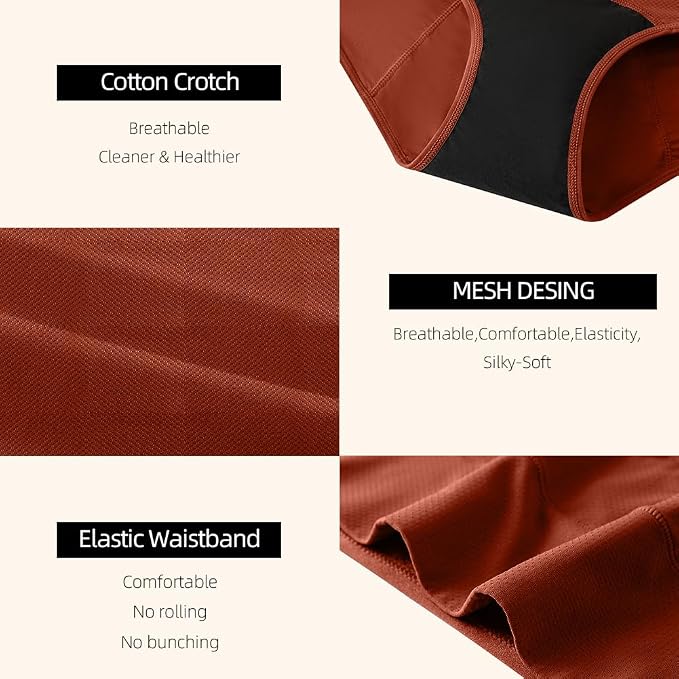 Period Underwear for Women 3 Layers Breathable Menstrual Period Panties